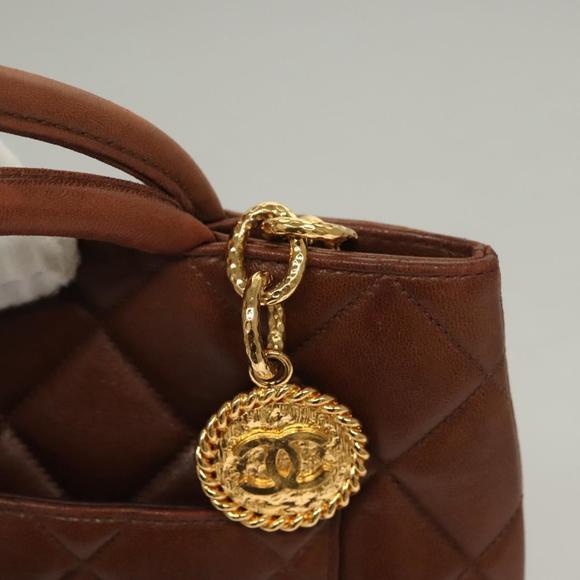 CHANEL Matelasse Reprint Tote Bag Lamb Skin Brown CC Auth ep10129 - Picture 14 of 16